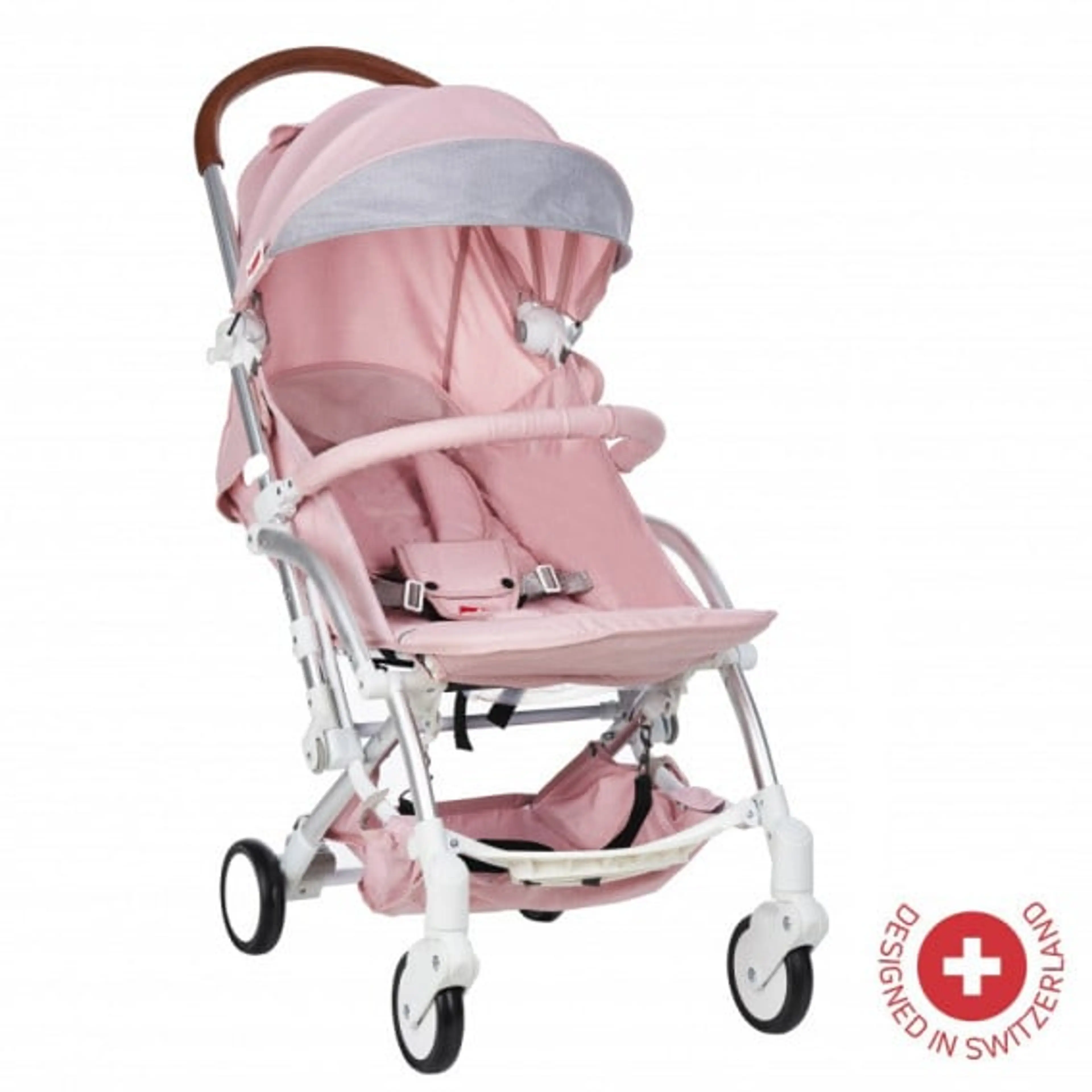 Детска количка FORTUNA с швейцарска конструкция и дизайн, розова