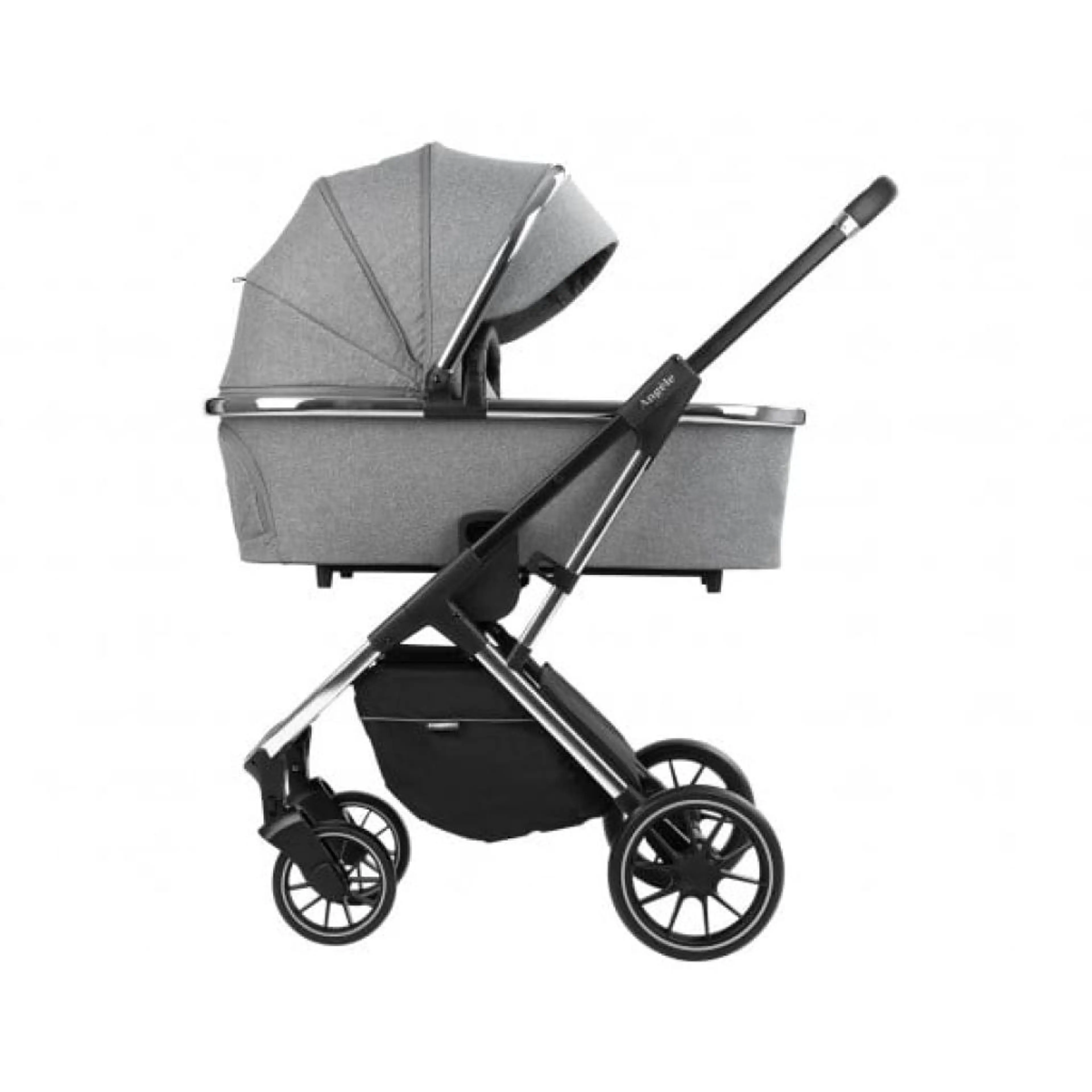 Комбинирана бебешка количка 3 в 1 Angele Chrome, сива